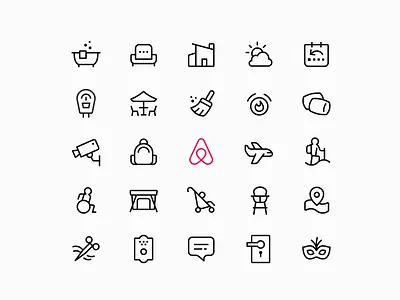 Airbnb Amenities airbnb brand icons cabin hotel house icon icon design icon designer icon set icon system iconography icons iconset line stay travel