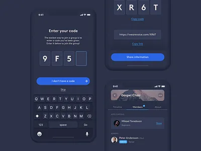 WAV – Code Invite app code dark ui design invite minimal