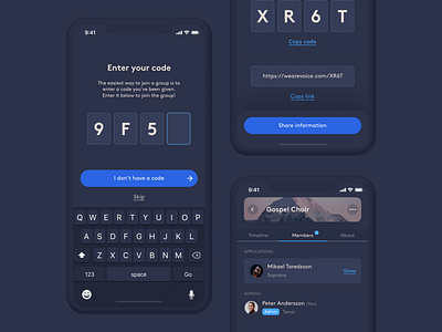 WAV – Code Invite app code dark ui design invite minimal