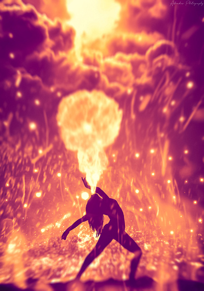 Firestarter abstract art beautiful colorful composite dancer design fantasy fire flames magic photomanipulation photoshop sparks surreal wallpaper