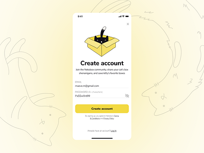 Create Account Screen app design cat concept create account design first shot form design interface design iphone x mobile ui