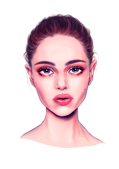 Portrait study adobe photoshop character illustration digital female portrait girl illustration pink portrait purple