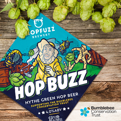 Hopfuzz Brewery - HopBuzz beer beer art branding brewery design illustration logo print