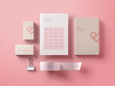 Puddinn | Logo Identity abstract branding flat heart icon identity logo love mark minimal pudding