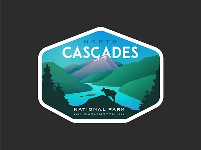 North Cascades logo mountains national park outdoors series vintage