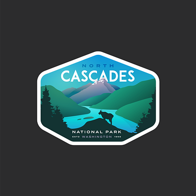 North Cascades logo mountains national park outdoors series vintage