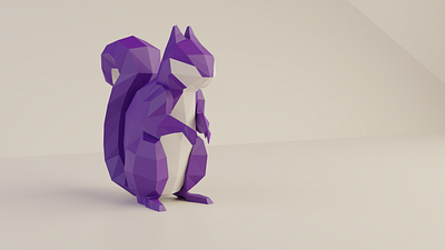 Purple Squirrel 3d animal blender character design illustration low poly