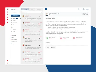 Crush it Inbox App Design and admin template admin angular bootstrap clean design html inbox laravel mail mailbox react ui