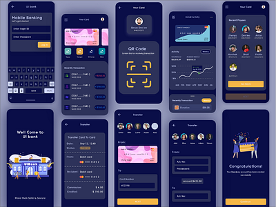 Banking app Dark android app app ui kit bank banking clean dark dark version design finance ios ios app design minimal mobile money transfer ui ui design ux