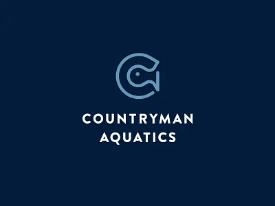 Countryman Aquatics aquatic brand branding fish icon letter logo logos mark monogram negativespace ocean sea water