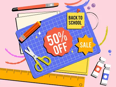 Back to School back to school backtoschool board brush design flat free graphic graphics icon illustration ilustracion modern paint pencil ruler sale scissors vector