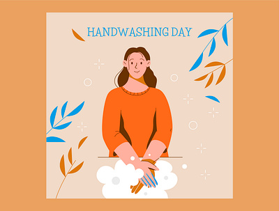 Washing hands character color colorful cute design girl hands illustration minimal nature vector virus wash washing web woman