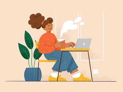 Coworking character character design coworking space design drawing girl illustration ipad palette procreate webdesign website