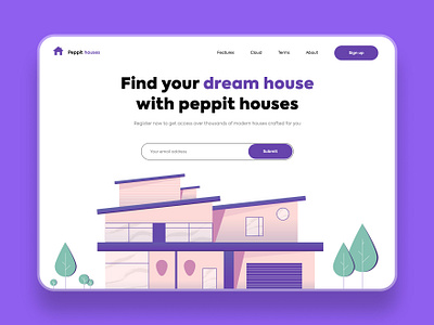 Find your dream house - Web design branding colour design home page house house illustration illustration illustrator minimal practice typography vector vector illustration web web ui website website design