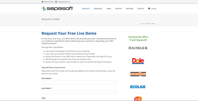 Request Demo Page form ui ux wordpress