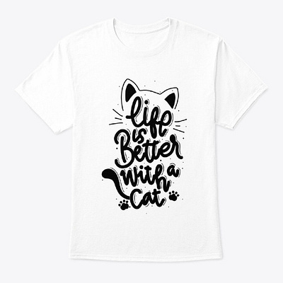 Life is better with a cat illustration typography vector