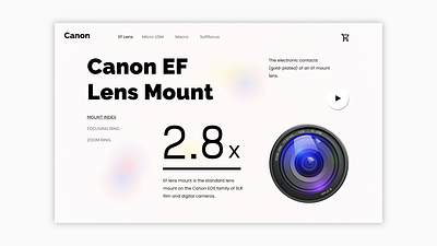 Canon Lens Landing Page design illustration landing page design ui ux web website