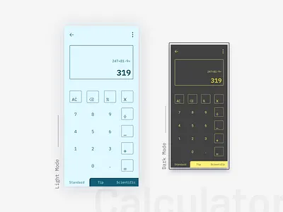 DAILY UI CHALLENGE 004 app calculator dailyui dailyui004 dailyuichallenge dark mode design light mode mockup modern design ui design ux design