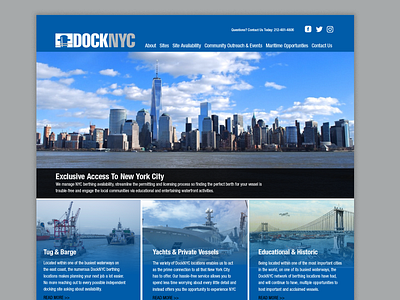 DockNYC Website Concept blue boating boats branding design harbor identity new york city nyc tugboat typography ui vessel webdesign website website concept website design yachts