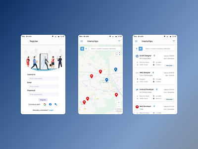 Intermap - Find nearby internships in a map view design internship maps neat office ui ux wfh