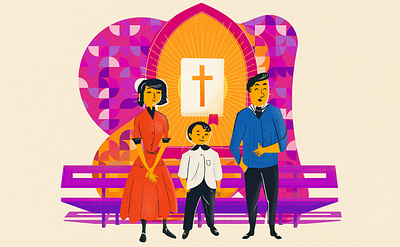 The Ideal Family Life - Colossians Sermon 50s bible boy church colossians concept family flat ideal illustration jesus man midcentury modern perfect texture vector vibrant vintage woman