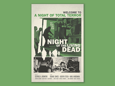 Night of the Living Dead design art film poster george romero graphic design horror film horror movie horror poster layout night of the living dead poster poster design zombie