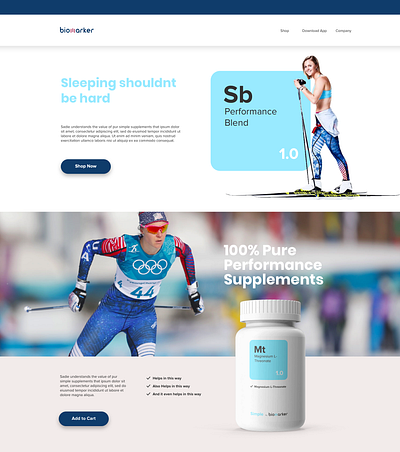 Biomarker Web Store branding design health supplements typography ui ux