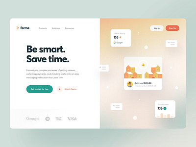 Forma – Hero Exploration branding colors design system fintech interface landing page messaging platform promo visual identity visual identity web web design website