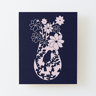 Floral Bird birds blue flowers illustration illustration design pink vase