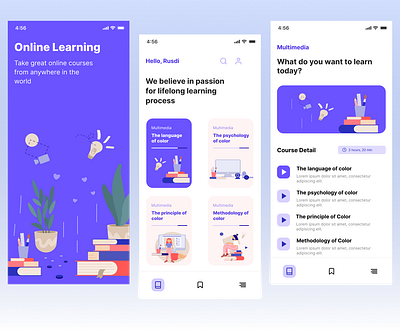 Online learning platform app design illustration ui ux web