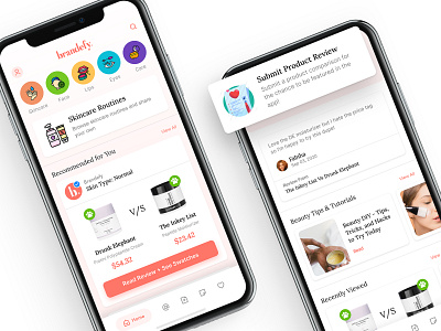 Brandefy Home | Product Reviews beauty beauty app brandefy design feed home page landing page makeup mobile mobile app mobile app design mobile design mobile navigation mobile ui redesign redesign concept ui ui design visual design