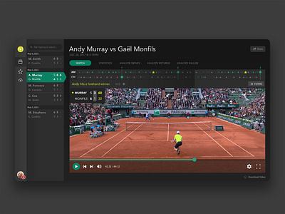 Tennis App UI Refresh app dark ui tennis timeline ui ux video