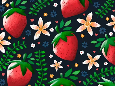 Strawberry Illustration artwork color palette digital design digital drawing flat design fruit illustration graphic design illustration procreate procreate illustration strawberry strawberry illustration