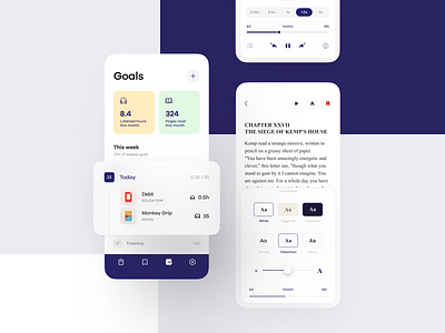 LIBRA | Reading & Goals application book reader dark mode dashboard editorial edtech edtech app education education app ios mobile app mobile application preferences product design reading app settings ui task list user activity