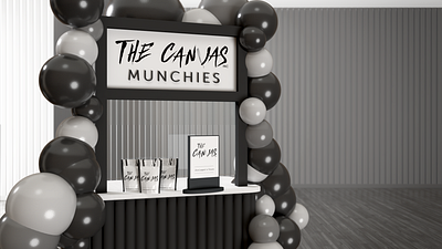 The Canvas Inc Launch Party Booth 3d art 3d design 3d designer adobe dimension adobe photoshop black and white booth brand design brand identity branding experiential design food packaging installation art monochrome soap suds typography