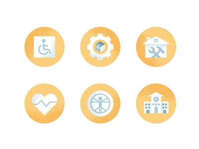 Occupational Therapy Icons assistive technology design ergonomics handycap home improvement illustration product development school stylized wellness