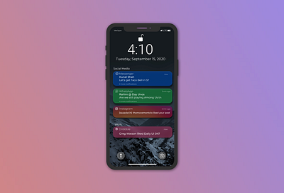 Daily UI 049 apple daily ui daily ui 049 daily ui 49 dailyuichallenge figma figmadesign ios iphone mobile mobile ui notification center notifications notifications ui social media ui uiux user experience userinterface ux