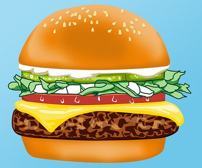 Burger Design adobe photoshop art burger design drawing food hamburger illustration