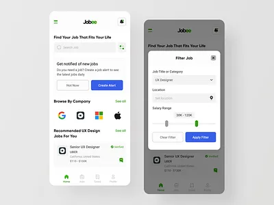 Jobee - Job Finding App app design best dribbble shot community employee ios app job job app job application job seekers mobile office social app ui ux