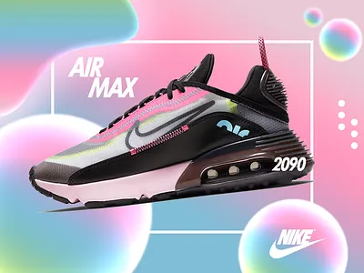NIKE AIR MAX 2090 blue branding design editing graphicdesign illustration logo nike nike air max pink typography yellow