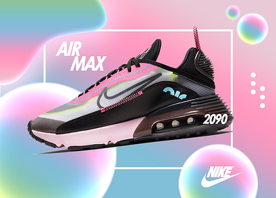 NIKE AIR MAX 2090 blue branding design editing graphicdesign illustration logo nike nike air max pink typography yellow