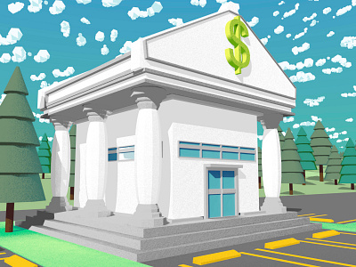 Bank - Low Poly 3d art art director bank bank app banking banking app commerce creative director design digital art digital illustration dollar sign editorial finance illustration low poly lowpoly