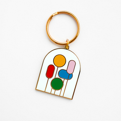 Balloons in a Window Keychain balloons enamel illustration key keychain pin window