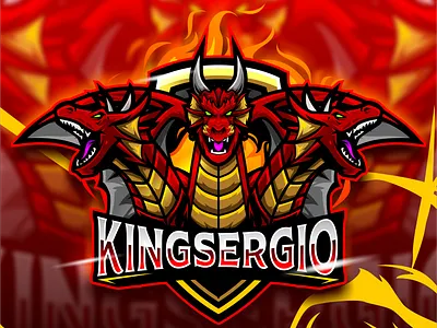KINGSERGIO artwork dragon esportlogo gaming logo illustration logo vector
