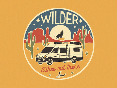 Van Life Badge adventure badge brand identity branding desert graphic design illustration logo print procreate texture typography van vintage