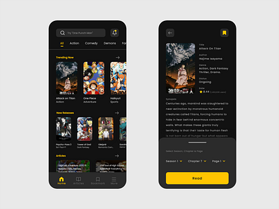 Manga Reader App anime app design comics indonesia designer japan manga mobile ui ux