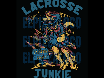 Lacrosse Junkie apparel graphic design halftone illustration sports tshirt design