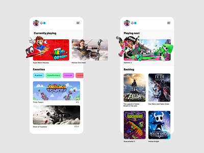 Gaming Activity Log concept design exploration inspiration mobile ui