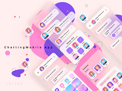 Messaging App Design 013 app avatar blur dailyui design gradient icon illustration messaging minimal mobile pink socialmedia trends typography ui ui design ux vector