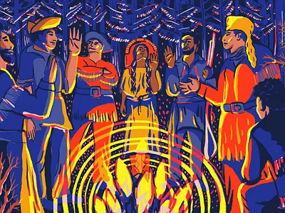 Sacagawea and York clark fire forest frontier history illustration lewis voting women